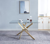 Modern Dining Table with Tempered Glass Top & Chrome Base