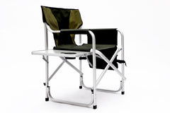Padded Folding Directors Chair with Side Table & Storage - Green