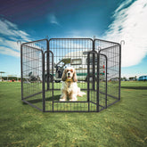 6-Panel Heavy-Duty Dog Playpen, 31.7" Tall Foldable Pet Fence with Door