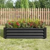 Metal Raised Garden Bed, Rectangle Raised Planter 4×2×1ft for Flowers Plants, Vegetables Herb Black