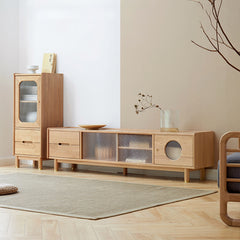 Elegant Fraxinus Mandshurica TV Stand for Modern Living Rooms Y92N01