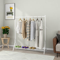 Freestanding Garment Rack with Multi-Function, Bedroom Clothing Hanger - White