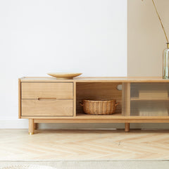 Elegant Fraxinus Mandshurica TV Stand for Modern Living Rooms Y92N01