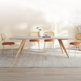 Modern Ash Wood Dining Table Rectangle Marble Top Perfect Design for 6-8 Person jh-059