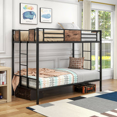 Twin Over Twin Metal Bunk Bed - Sturdy & Space-Saving