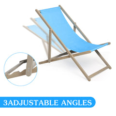 2-Piece Adjustable Wooden Beach Sling Chairs – Reclining & Portable