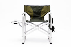 Padded Folding Directors Chair with Side Table & Storage - Green