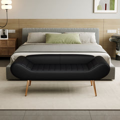 57" Black Velvet Bed Bench for Bedside or Porch Addition - Elegant Sofa Bench for Your Home