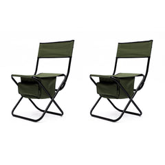 2-Piece Folding Outdoor Chairs with Storage Bag for Camping & Picnics, Portable Green