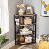 4-Tier Corner Bookshelf, Space-Saving Open Shelf