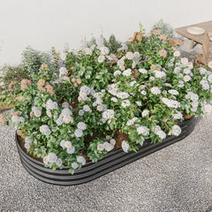 Large Oval Metal Raised Garden Bed, Outdoor Planter for Vegetables - Black