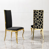Black Velvet Dining Chairs, Gold Legs, Set of 2