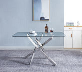Modern Glass Dining Table with Chrome Stainless Steel Base