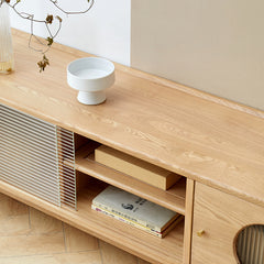 Elegant Fraxinus Mandshurica TV Stand for Modern Living Rooms Y92N01