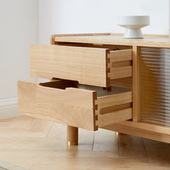 Elegant Fraxinus Mandshurica TV Stand for Modern Living Rooms Y92N01