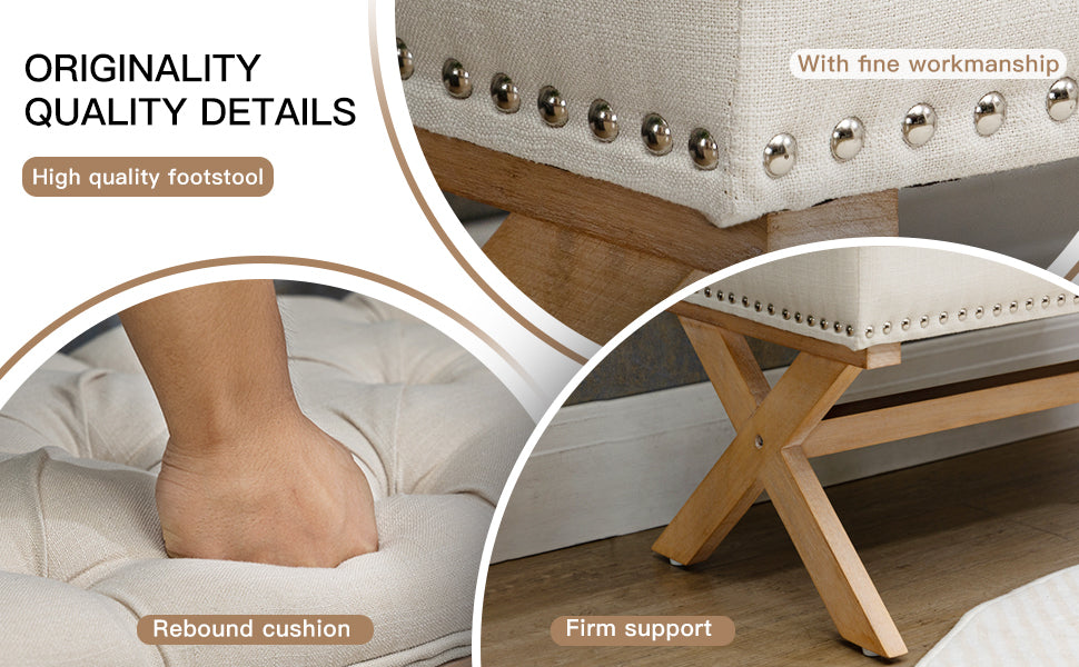 35 Inch Storage Ottoman, Button-Tufted Ottoman Linen Storage Bench, Ottoman with Storage 35 Inch Storage Ottoman, Button-Tufted Ottoman Linen Storage Bench, Ottoman with Storage