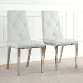 Light Grey PU Dining Chair with Electroplated Legs (Set of 2)