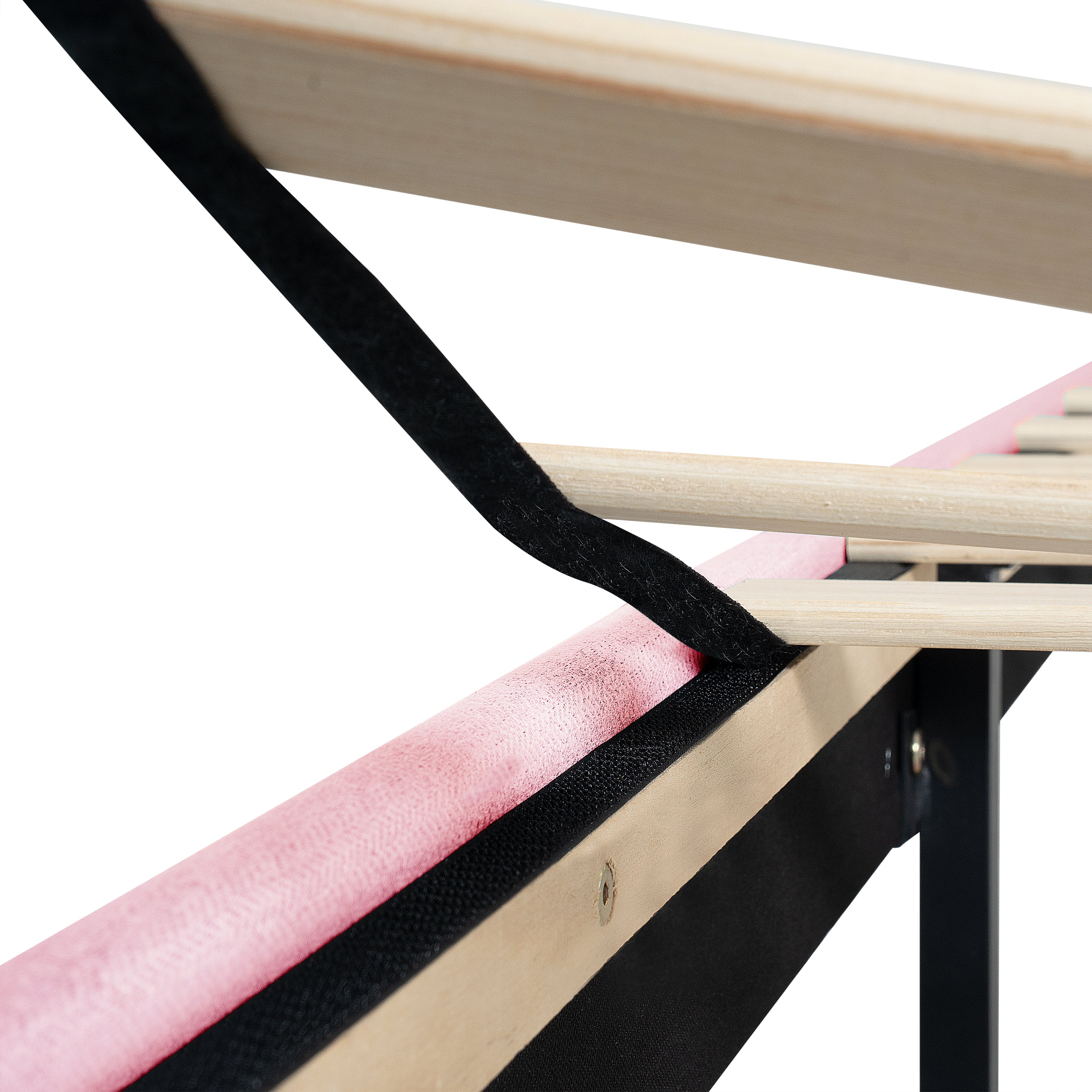 Queen Size Upholstered Platform Bed Frame with Modern Button Tufted Linen Fabric Headboard, No Box Spring Needed, Wood Slat Support, Easy Assembly, pink Queen Size Upholstered Platform Bed Frame with Modern Button Tufted Linen Fabric Headboard, No Box Spring Needed, Wood Slat Support, Easy Assembly, pink