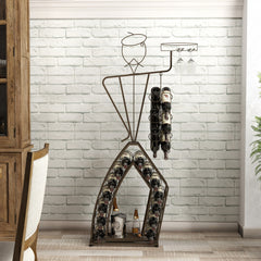 Freestanding Wine Rack with Storage, Liquor Organizer