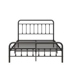 Full Metal Platform Bed Frame with Headboard, Black
