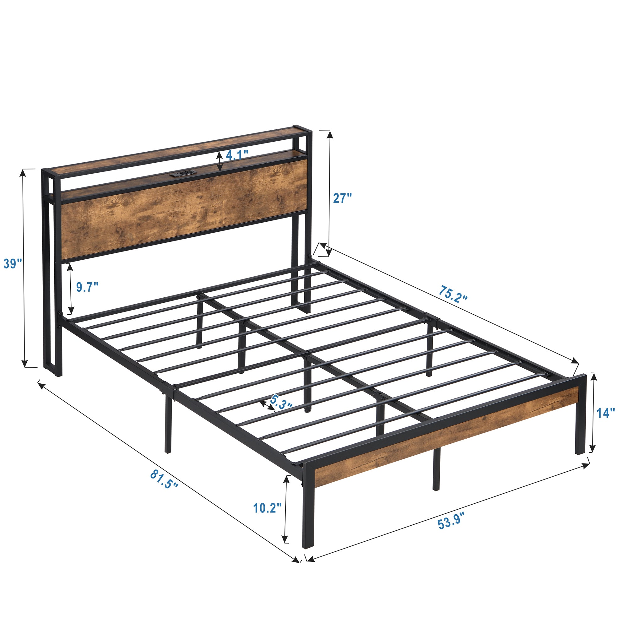 Full Size Metal Platform Bed Frame with Wooden Headboard and Footboard with USB LINER, LED Lights, No Box Spring Needed, Large Under Bed Storage, Easy Assemble Full Size Metal Platform Bed Frame with Wooden Headboard and Footboard with USB LINER, LED Lights, No Box Spring Needed, Large Under Bed Storage, Easy Assemble