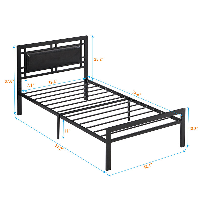 Twin Size metal bed Sturdy System Metal Bed Frame ,Modern style and comfort to any bedroom ,black Twin Size metal bed Sturdy System Metal Bed Frame ,Modern style and comfort to any bedroom ,black