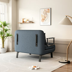 39″ Convertible Chair Bed, Tri-Fold Sofa Bed with Adjustable Backrest & Pillow, Leisure Chaise Lounge Couch with Sturdy Iron Frame for Home & Office, Comfortable Sleeper Chair