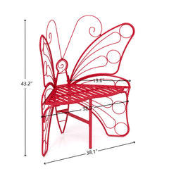 Modern Butterfly Cast Metal Garden Bench, Outdoor Patio Bench for Yard & Entryway