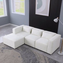 modular sofa Beige chenille fabric, simple and grand, the seat and back is very soft. this is also a KNOCK DOWN sofa