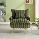 30.31 inch single chair Fashion sofa, green sofa, coarse corduroy fabric, soft and comfortable, suitable for apartment office living room bedroom meeting room