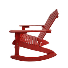 Reclining Wooden Outdoor Rocking Adirondack chair, Red