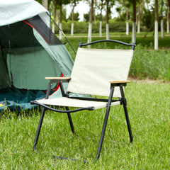 Folding Outdoor Camping Chair in Beige for Picnics, BBQ & Patio