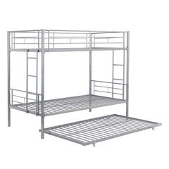METAL BUNK BED WITH TRUNDLE SILVER