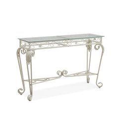 Modern Glass & Metal Console Table for Entryway with Storage