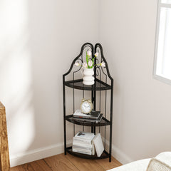 3-Tier Corner Shelf, Freestanding Bookcase & Plant Stand