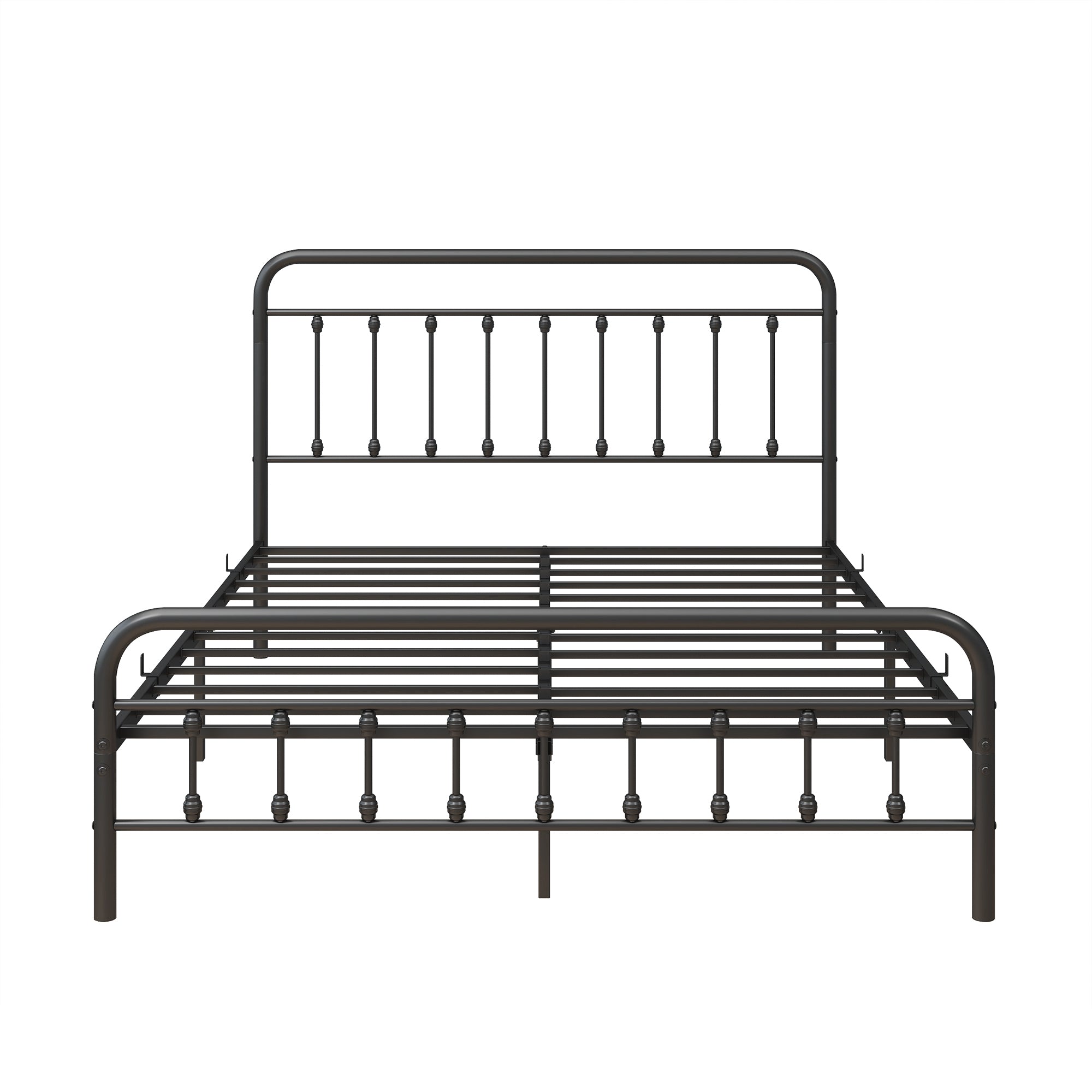 Queen Metal Bed Frame, Vintage Headboard, Black Queen Metal Bed Frame, Vintage Headboard, Black