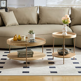 2-Tier Nesting Coffee Table Set, Modern Round Side Tables for Living Room & Bedroom