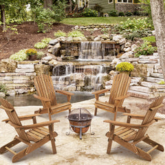 2-Piece Folding Wooden Adirondack Chairs for Patio & Garden