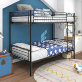 Metal Twin Over Twin Bunk Bed with Ladder, Black