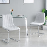 Light Grey Dining Chair with Silver Metal Legs (Set of 4)