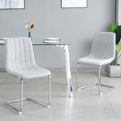Light Grey Dining Chair with Silver Metal Legs (Set of 4)