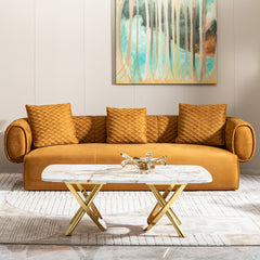 Gold Marble Coffee Table, 50.8" Modern Table for Living Room