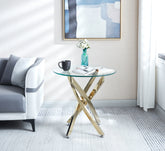 Modern Round Tempered Glass End Table with Chrome Legs – Stylish & Durable