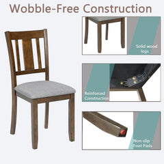 Wooden Dining Chairs Set of 4, Kitchen Chair with Padded Seat, Upholstered Side Chair for Dining Room, Living Room, Walnut