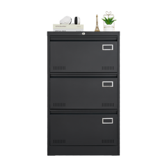 Filing Cabinet Lateral File Cabinet 3 Drawer, Blcak Locking Metal File Cabinets Three Drawer, Office Filing Cabinet with Lock Drawers for Home Office/Legal/Letter/A4/F4