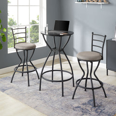 3-Piece Bar Table Set, Industrial Counter Height with Fabric Seat