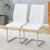 Modern White PU Dining Chair Set of 2 - High Back for Dining Rooms