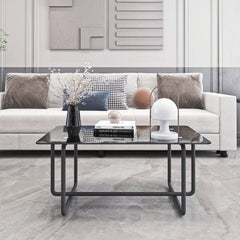 Modern Tempered Glass Coffee Table Coffee Table, Table for Living Room,Black