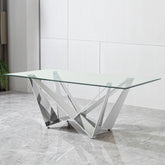 78" Clear Glass Dining Table with Polished Steel Base
