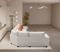 Modular L-Shaped Sofa with Wooden Frame & Armrest Locker, Beige